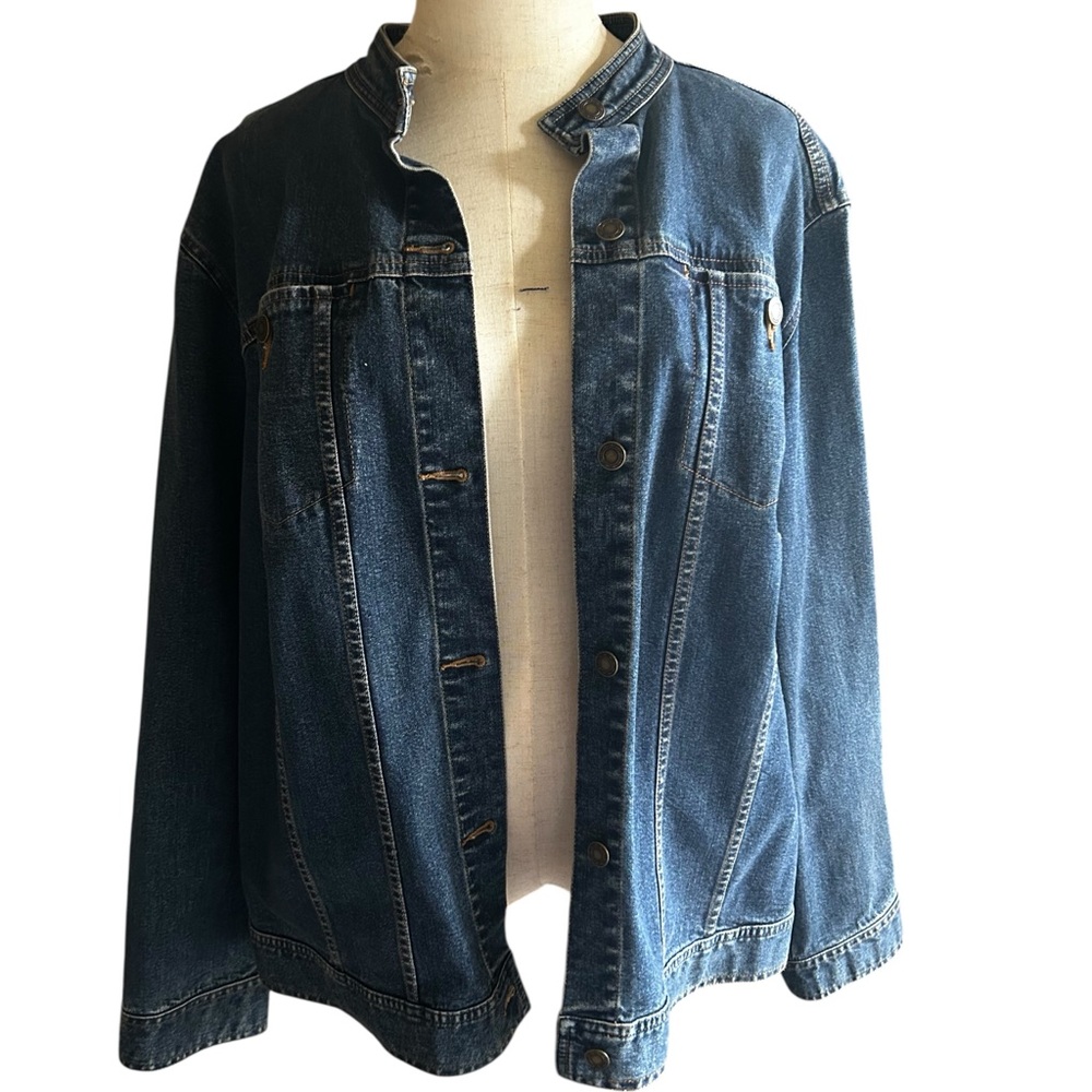 Collarless Denim Jacket Size 2X